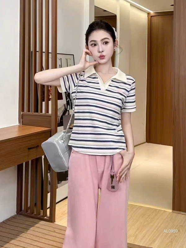 ÁO THUN SỌC NGANG CÓ CỔ AL0959