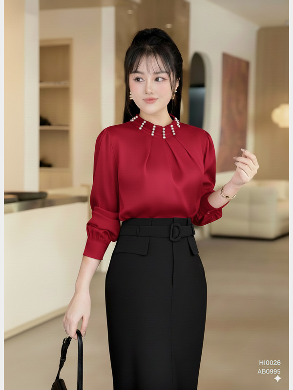ÁO SƠ MI LỤA CỔ TRÒN HI0026