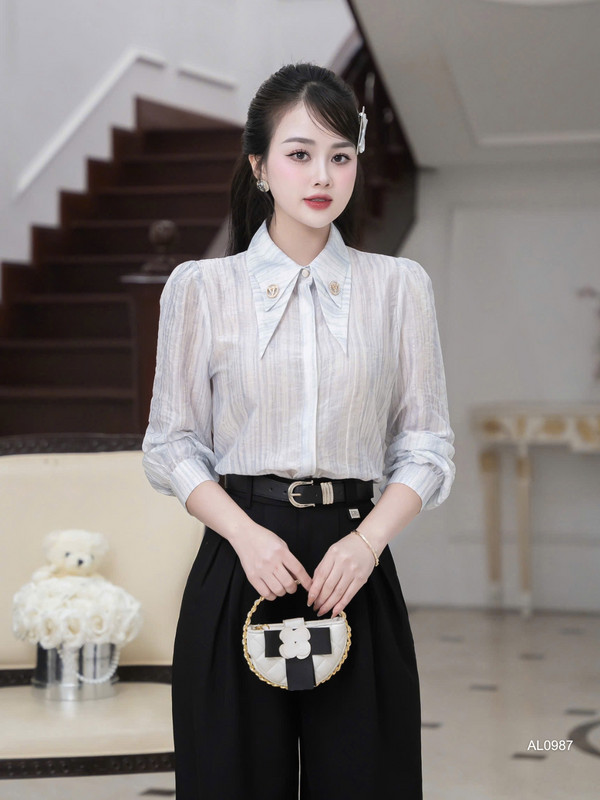 ÁO SƠ MI ĐÍNH KIM TUYẾN TAY DÀI AL0987