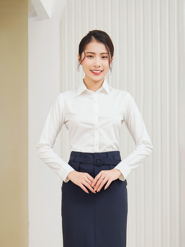SƠ MI CƠ BẢN TAY DÀI AB0391 Trắng