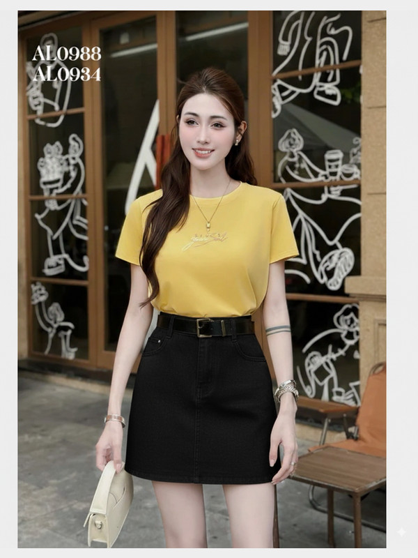 CHÂN VÁY CHỮ A AL0988 Đen
