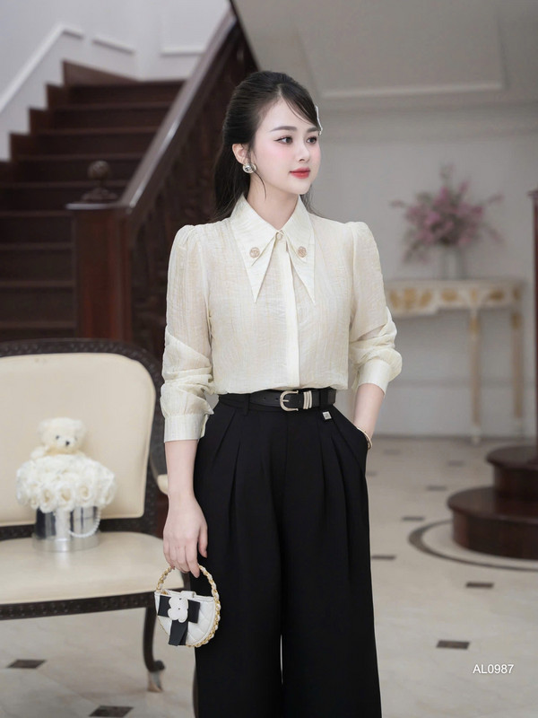 ÁO SƠ MI ĐÍNH KIM TUYẾN TAY DÀI AL0987