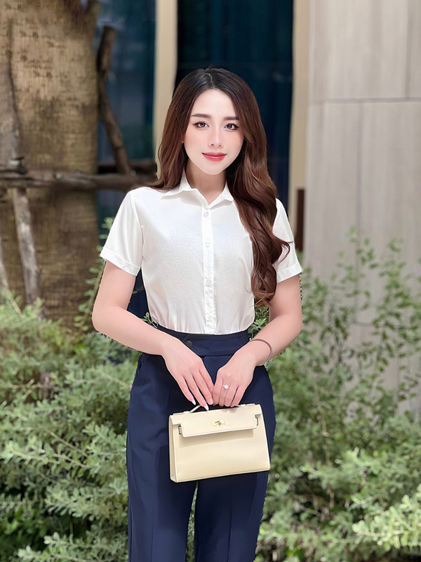 SƠ MI CƠ BẢN TAY NGẮN AB0390 Trắng