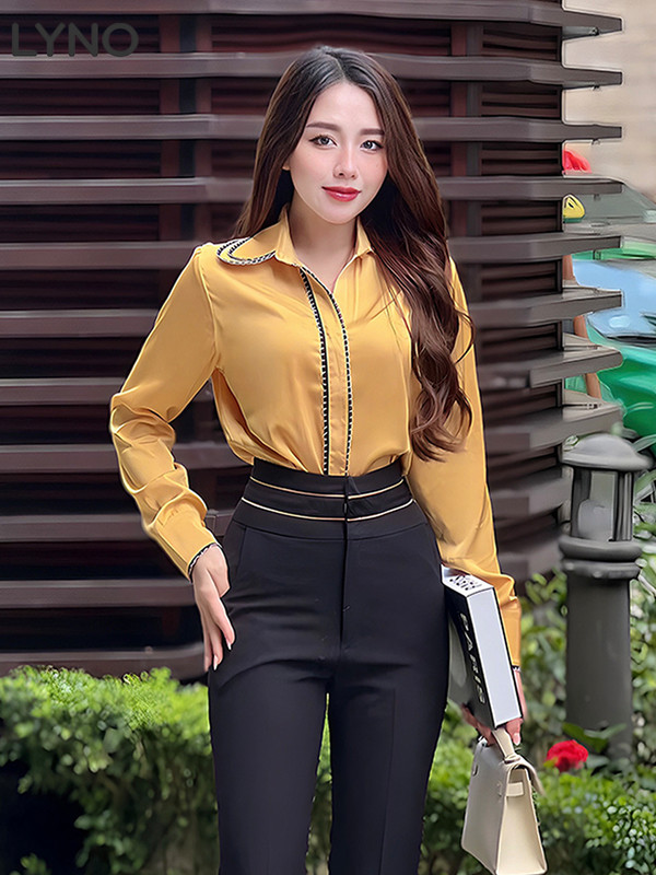 ÁO SƠ MI PHA REN HAI LÁ CỔ HI0005
