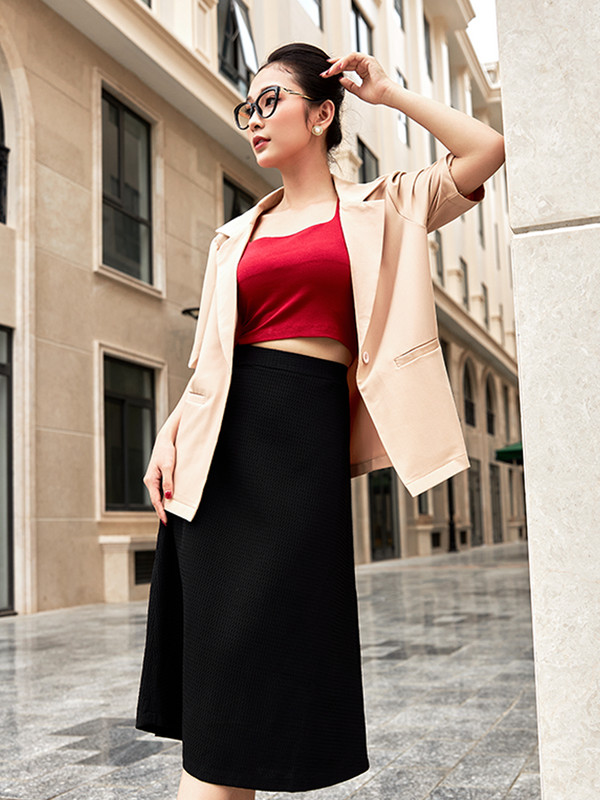 ÁO BLAZER FORM SUÔNG CƠ BẢN AB0430 Kem