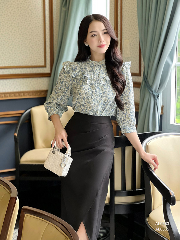 CHÂN VÁY XẾP LY AL0665 Đen