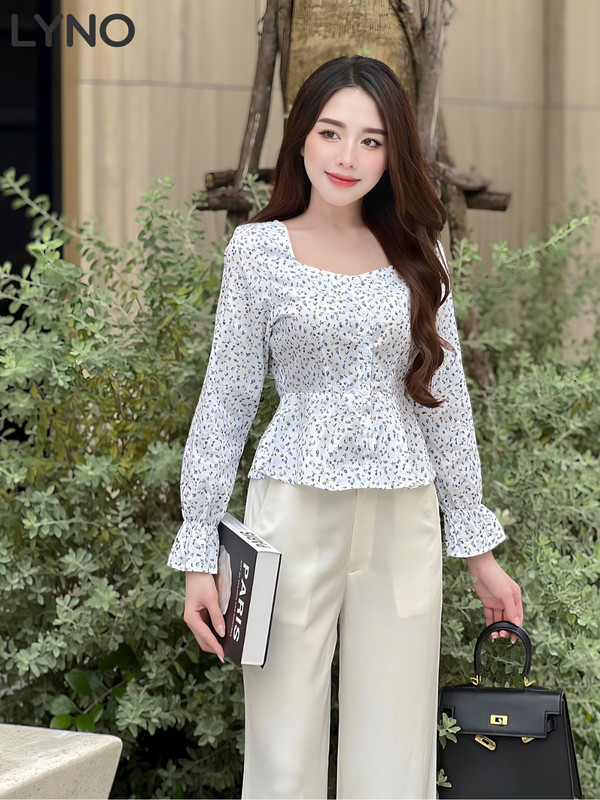 ÁO KIỂU NHÚN TAY HÀN QUỐC AB0399
