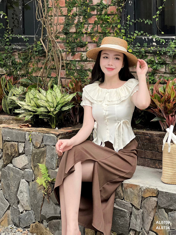 ÁO PHỐI CÚC NGỌC TRAI AL0709 Kem