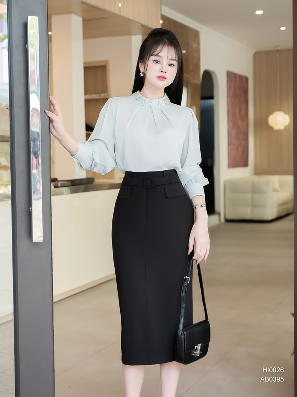 CHÂN VÁY BÚT CHÌ AB0395 Đen