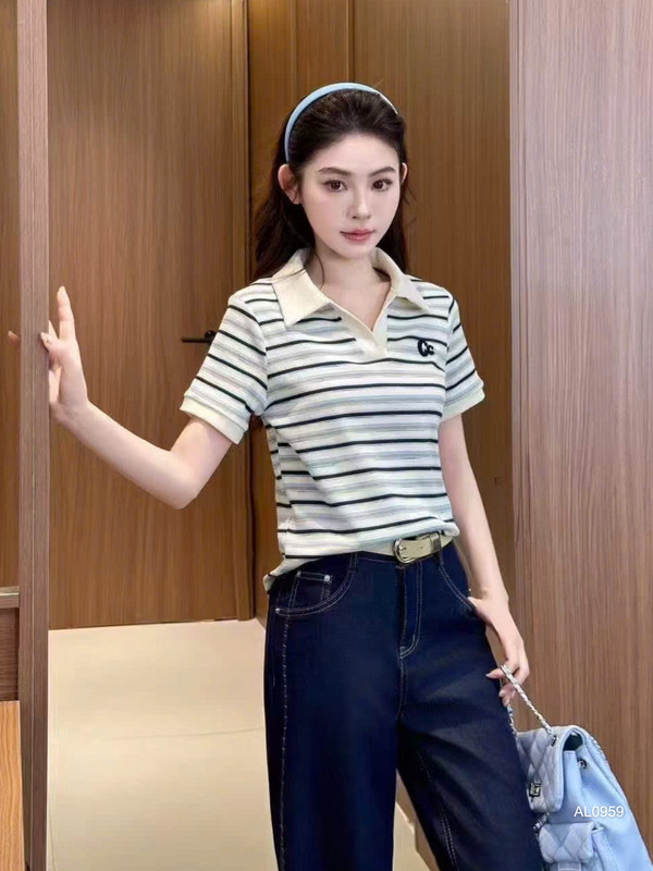 ÁO THUN SỌC NGANG CÓ CỔ AL0959