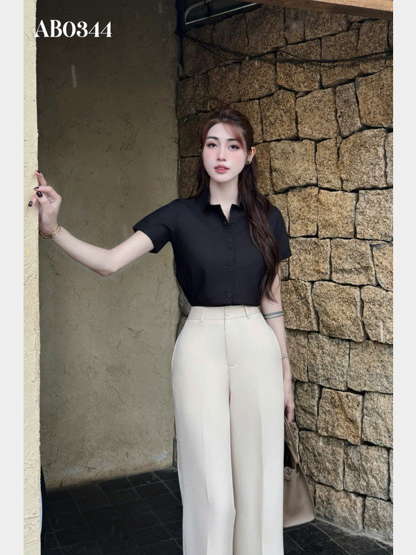 SƠ MI CƠ BẢN TAY NGẮN AB0390 Đen