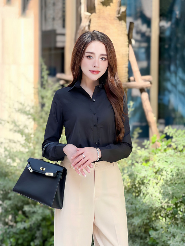 SƠ MI CƠ BẢN TAY DÀI AB0391 Đen