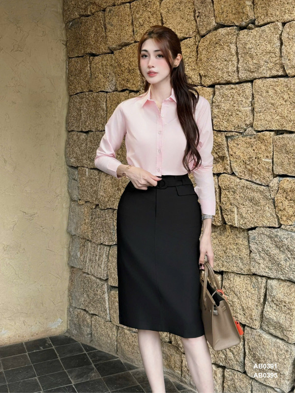 SƠ MI CƠ BẢN TAY DÀI AB0391 Hồng