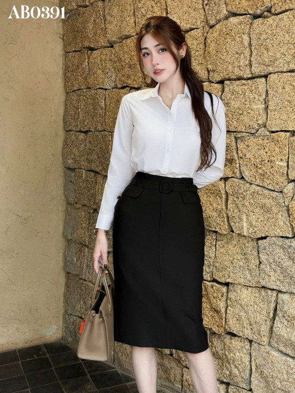 SƠ MI CƠ BẢN TAY DÀI AB0391 Trắng