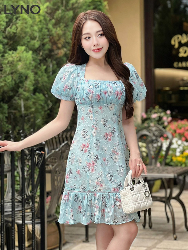 Đầm Hoa Nhí Xếp Ly Nhấn Eo AB0311
