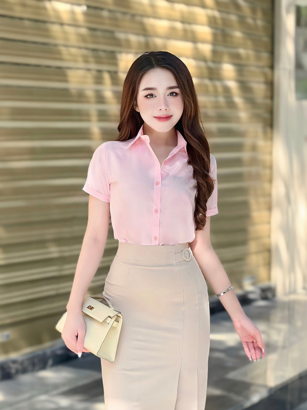 SƠ MI CƠ BẢN TAY NGẮN AB0390 Hồng