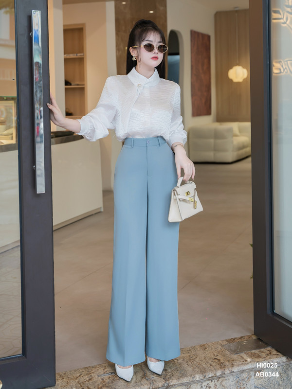ÁO SƠ MI LỤA CỔ NƠ CÁCH ĐIỆU HI0025