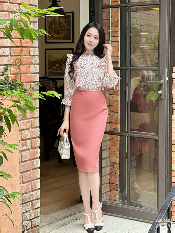 CHÂN VÁY BÚT CHÌ AB0419 Ruốc