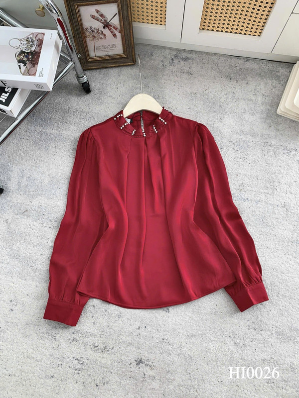ÁO SƠ MI LỤA CỔ TRÒN HI0026 Đỏ